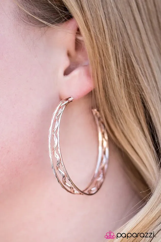 Earrings Paparazzi Jewelry Paparazzi Earring Chasing Daylight Rose Gold