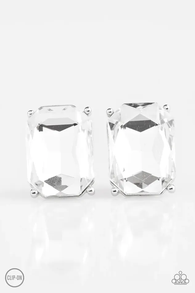Paparazzi Earring Opera House Hustle White Paparazzi Jewelry Earrings