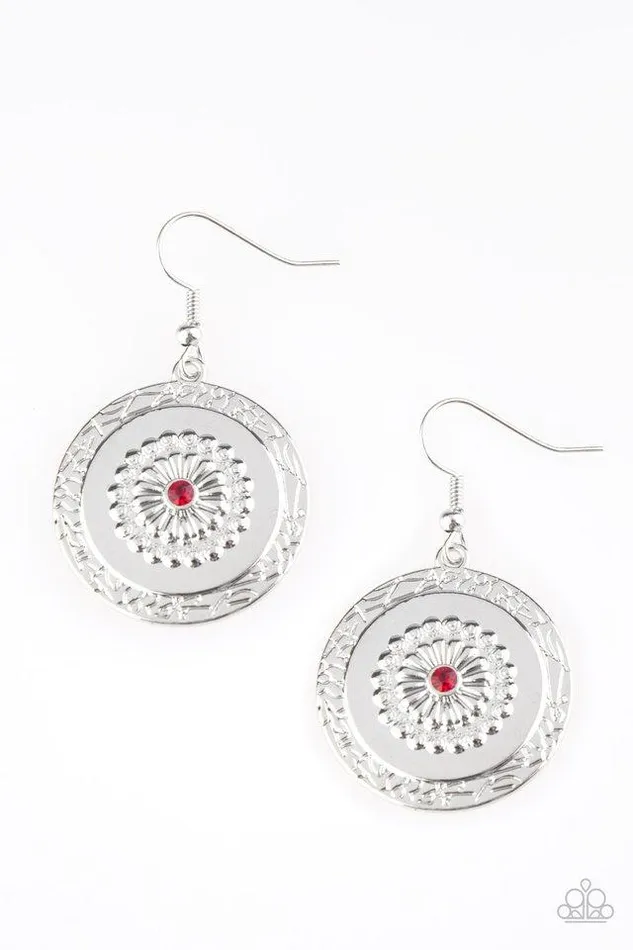Paparazzi Earring Peppy Poppy Red Paparazzi Jewelry Earrings