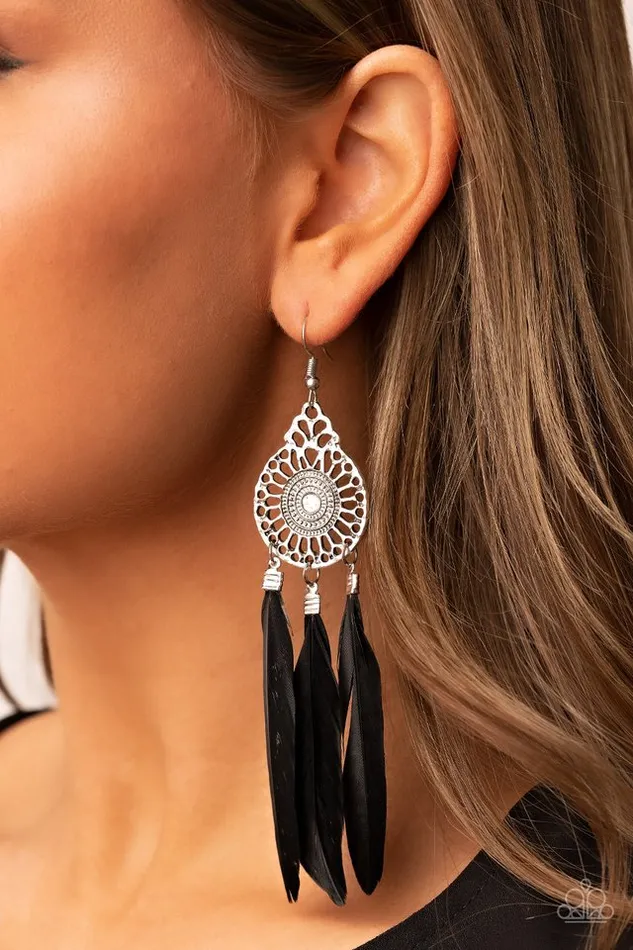 Paparazzi Jewelry Earrings Paparazzi Earring Pretty in PLUMES Black