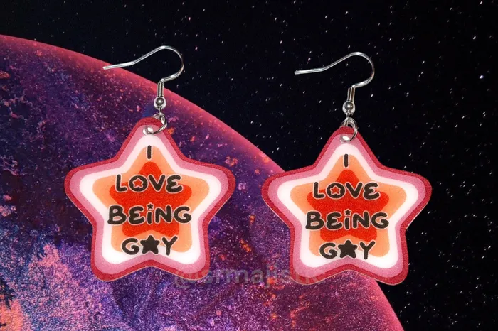 Sam Makes Things Earrings READY TO SHIP I Love Being Gay Various Pride Star Handmade Earrings