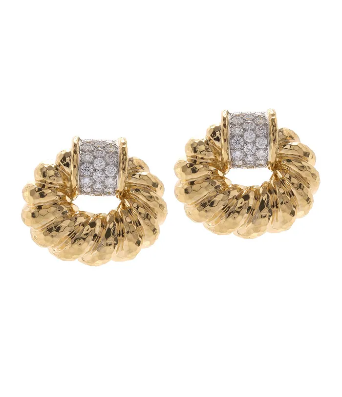 David Webb Oval Rope Earrings Earrings