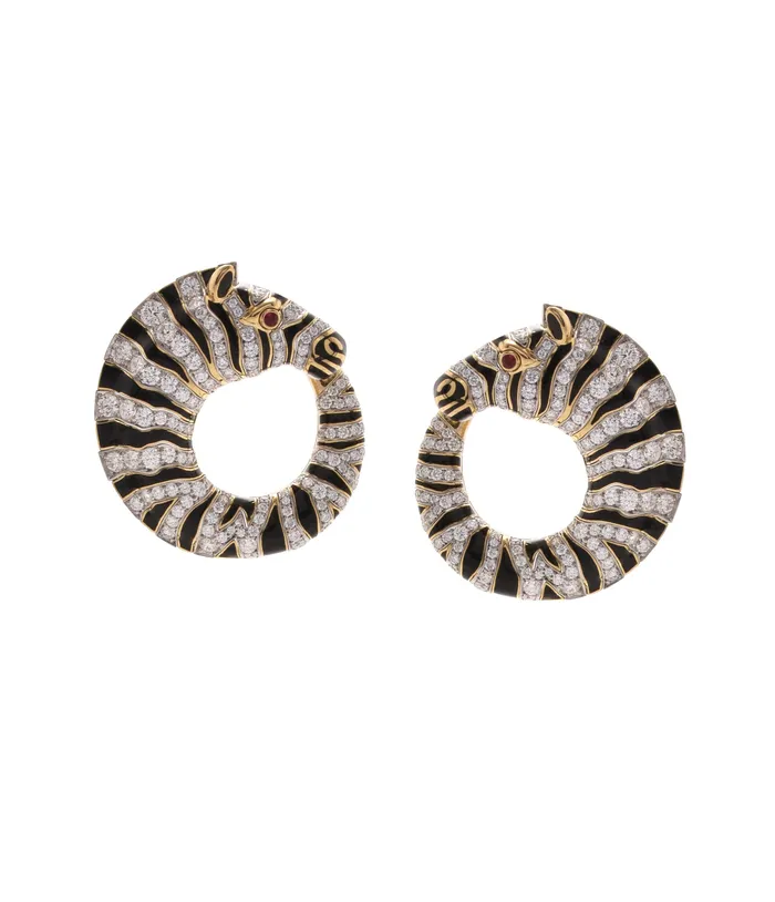 Diamond Round Zebra Earrings David Webb Earrings
