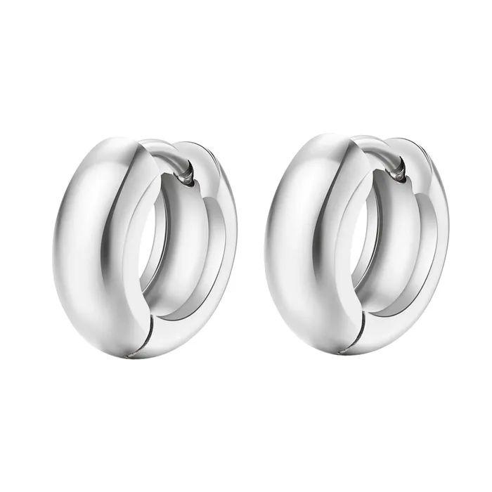 Earrings Hey Happiness Small Chunky Hoop Earrings Silver