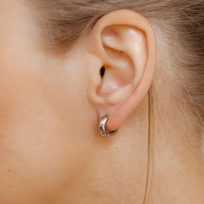 Earrings Hey Happiness Small Chunky Hoop Earrings Silver