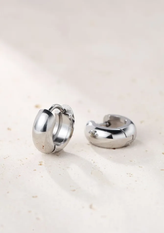 Earrings Hey Happiness Small Chunky Hoop Earrings Silver