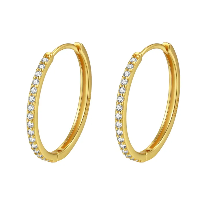 Hey Happiness Earrings Clear Stone Hoop Earrings Sterling Silver