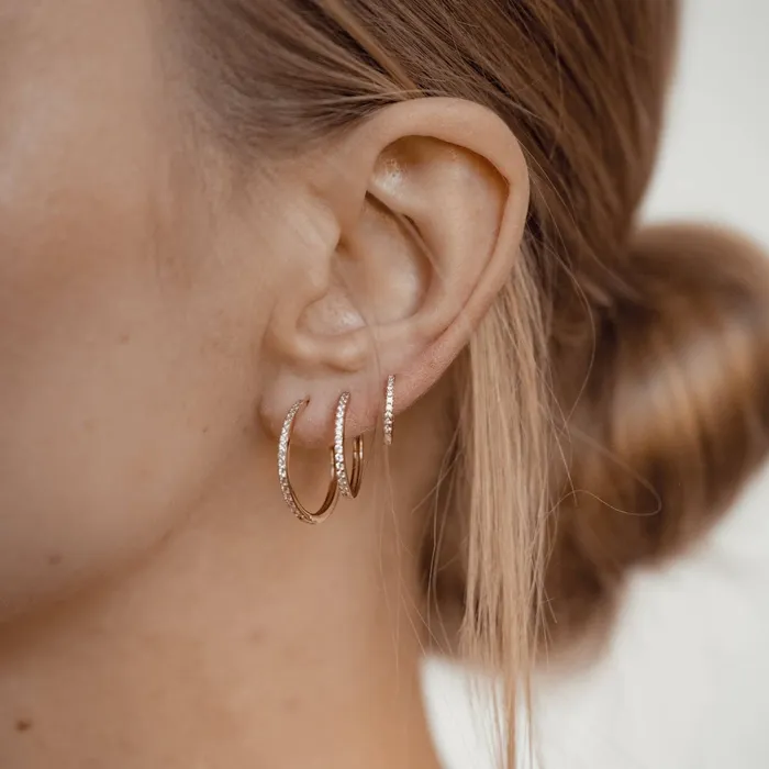 Hey Happiness Earrings Clear Stone Hoop Earrings Sterling Silver Hey Happiness Earrings Clear Stone Hoop Earrings Sterling Silver