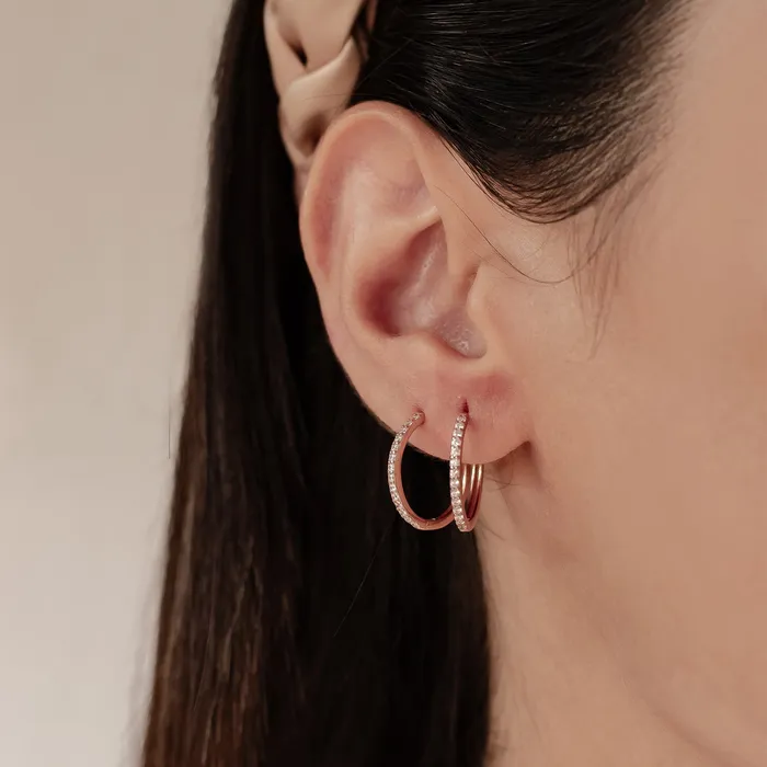 Hey Happiness Earrings Clear Stone Hoop Earrings Sterling Silver Hey Happiness Earrings Clear Stone Hoop Earrings Sterling Silver
