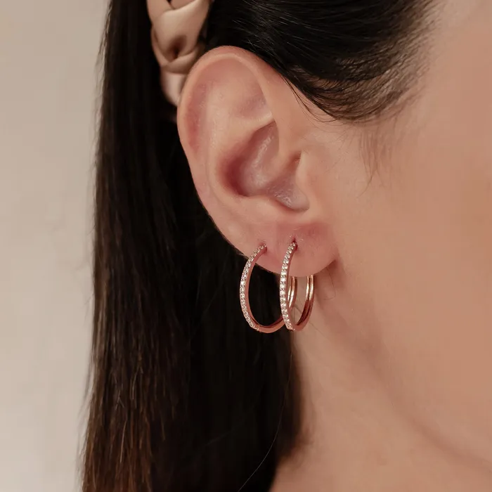 Hey Happiness Earrings Clear Stone Hoop Earrings Sterling Silver Hey Happiness Earrings Clear Stone Hoop Earrings Sterling Silver