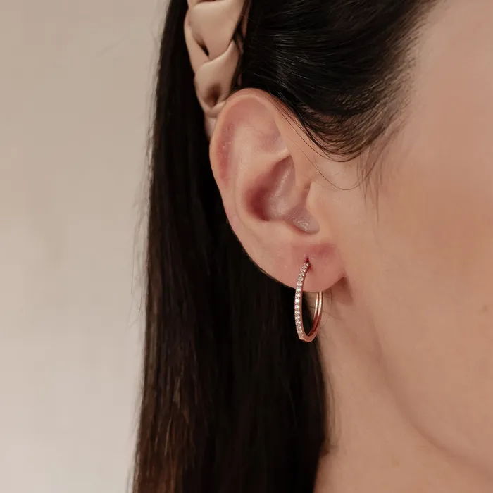 Hey Happiness Earrings Clear Stone Hoop Earrings Sterling Silver Hey Happiness Earrings Clear Stone Hoop Earrings Sterling Silver