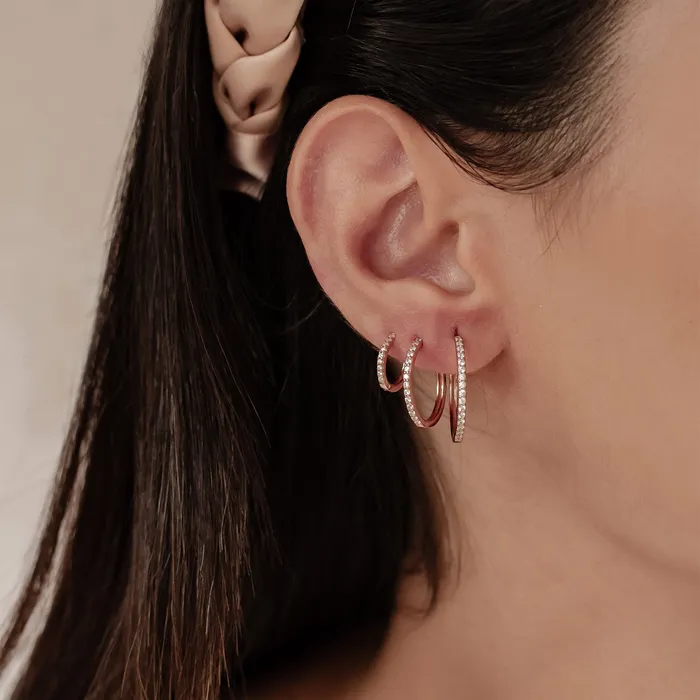 Hey Happiness Earrings Clear Stone Hoop Earrings Sterling Silver Hey Happiness Earrings Clear Stone Hoop Earrings Sterling Silver