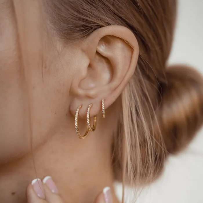 Hey Happiness Earrings Clear Stone Hoop Earrings Sterling Silver Hey Happiness Earrings Clear Stone Hoop Earrings Sterling Silver
