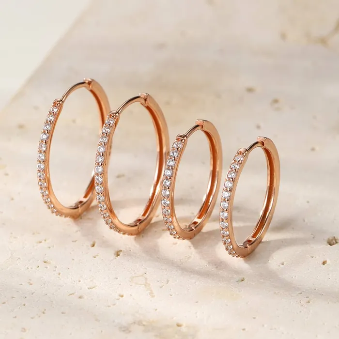 Hey Happiness Earrings Clear Stone Hoop Earrings Sterling Silver Hey Happiness Earrings Clear Stone Hoop Earrings Sterling Silver