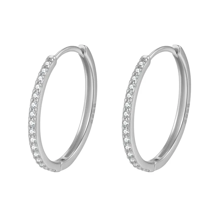 Hey Happiness Earrings Clear Stone Hoop Earrings Sterling Silver Hey Happiness Earrings Clear Stone Hoop Earrings Sterling Silver