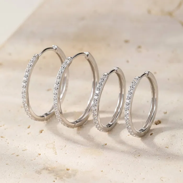 Hey Happiness Earrings Clear Stone Hoop Earrings Sterling Silver Hey Happiness Earrings Clear Stone Hoop Earrings Sterling Silver
