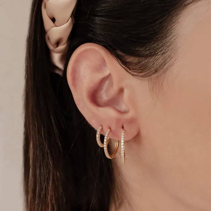 Hey Happiness Earrings Clear Stone Hoop Earrings Sterling Silver Hey Happiness Earrings Clear Stone Hoop Earrings Sterling Silver
