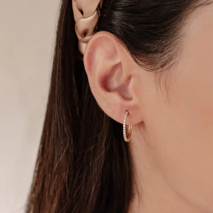 Hey Happiness Earrings Clear Stone Hoop Earrings Sterling Silver Hey Happiness Earrings Clear Stone Hoop Earrings Sterling Silver