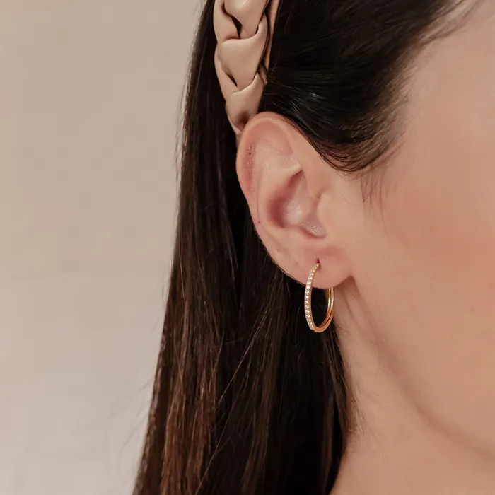 Hey Happiness Earrings Clear Stone Hoop Earrings Sterling Silver Hey Happiness Earrings Clear Stone Hoop Earrings Sterling Silver