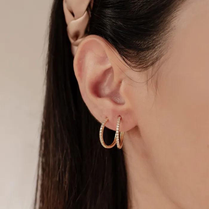 Hey Happiness Earrings Clear Stone Hoop Earrings Sterling Silver Hey Happiness Earrings Clear Stone Hoop Earrings Sterling Silver