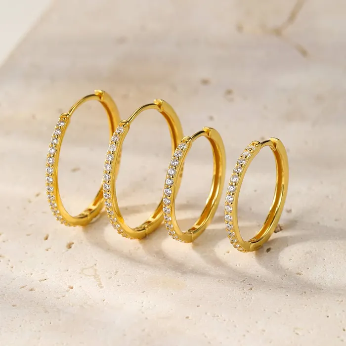 Hey Happiness Earrings Clear Stone Hoop Earrings Sterling Silver Hey Happiness Earrings Clear Stone Hoop Earrings Sterling Silver