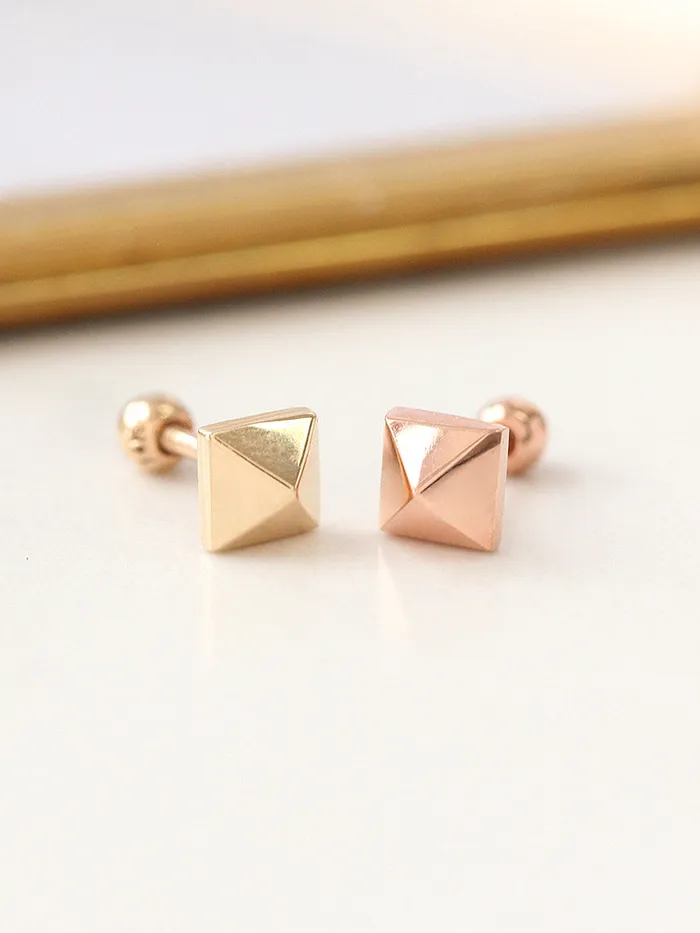 Earrings MinimalBijoux 14K Gold Pyramid Cartilage Earring 18g16g