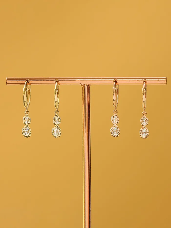 MinimalBijoux Earrings 14K 18K Gold Double Cubic Drop Cartilage Hoop Earring