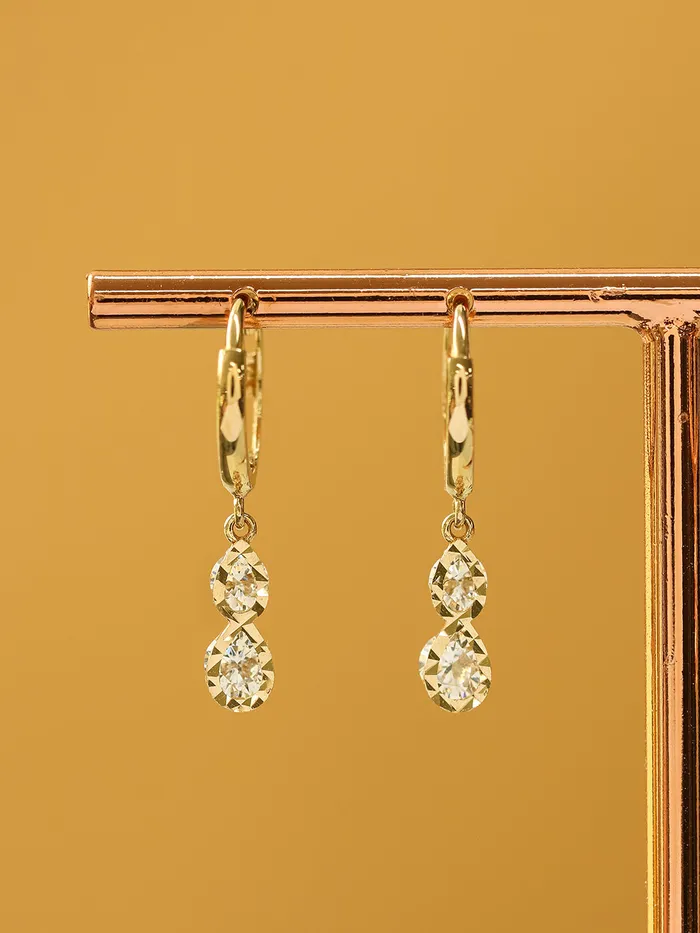 MinimalBijoux Earrings 14K 18K Gold Double Cubic Drop Cartilage Hoop Earring