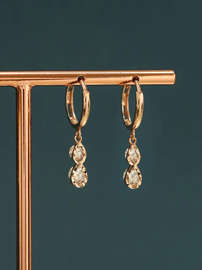 MinimalBijoux Earrings 14K 18K Gold Double Cubic Drop Cartilage Hoop Earring