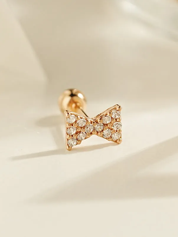 MinimalBijoux Earrings 14K Gold Tiny Ribbon Cartilage Earring 20G