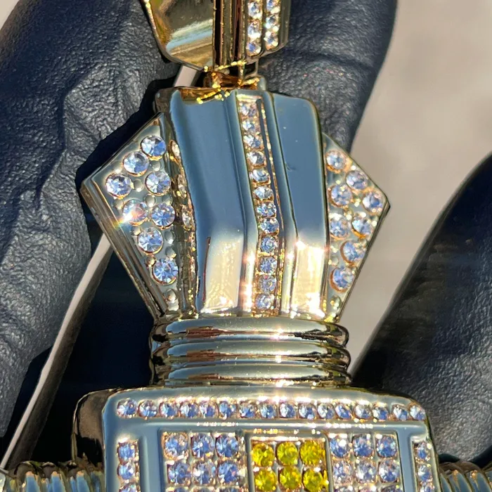 14K Gold Plated Huge Cross Pendant Iced White and Yellow Iced Flooded Out Bling Cartel Necklaces