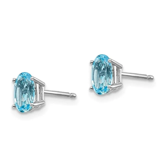 14k White Gold 6x4mm DecemberBlue Topaz Post Earrings Jewelry Earrings
