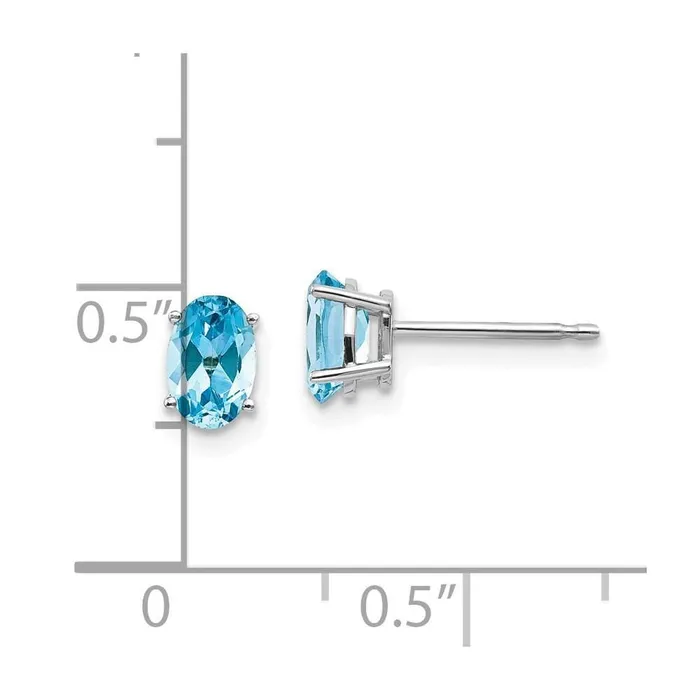 14k White Gold 6x4mm DecemberBlue Topaz Post Earrings Jewelry Earrings