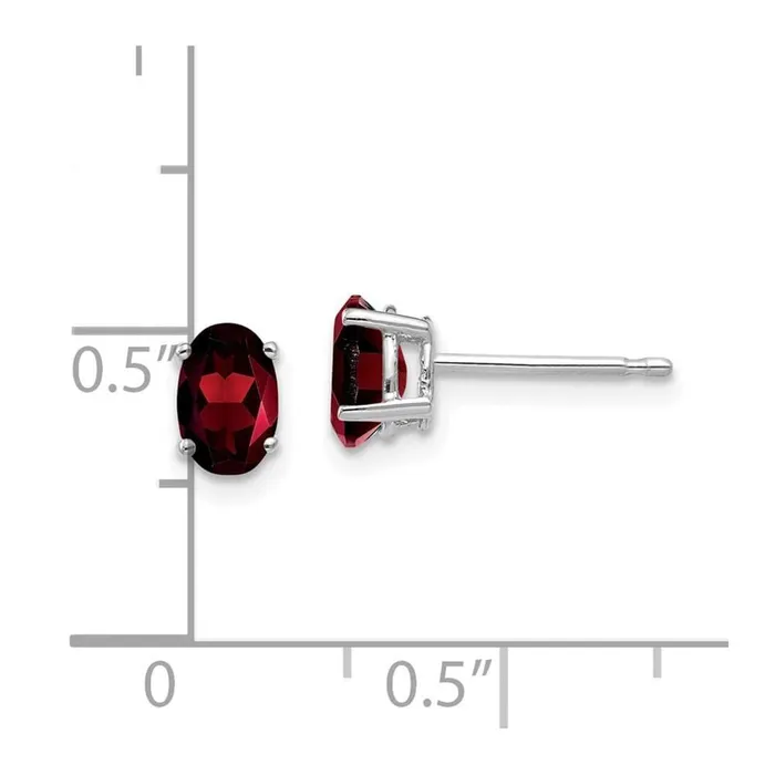 14k White Gold 6x4mm Oval Garnet Earrings Jewelry Earrings
