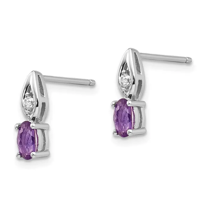 14k White Gold Amethyst Diamond Earring Jewelry Earrings