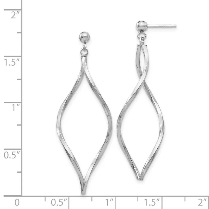 14k White Gold Twisted Post Dangle Earrings Jewelry Earrings