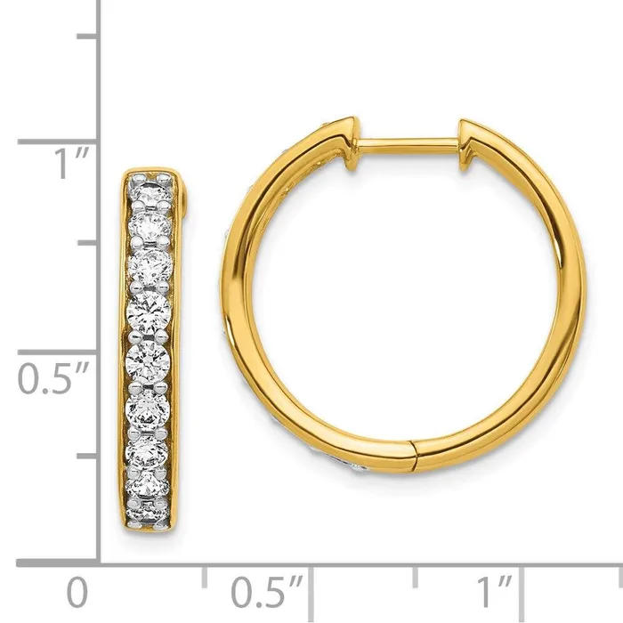 14k Yellow Gold Diamond Hoop Earrings Jewelry Earrings
