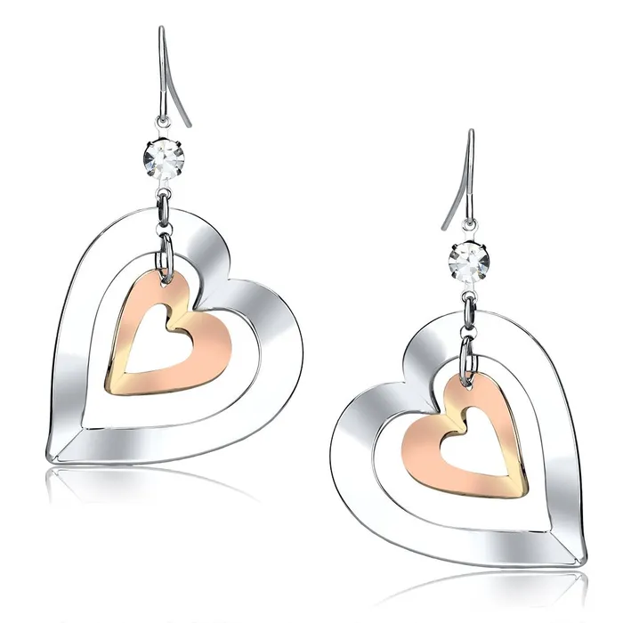 Alamode Earrings LO2695 Rose Gold Rhodium Iron Earrings with Top Grade Crystal in Clear Alamode Earrings LO2695 Rose Gold Rhodium Iron Earrings with Top Grade Crystal in Clear