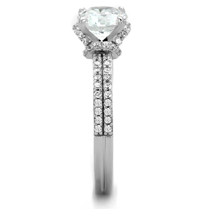 Alamode Rings TS197 Rhodium 925 Sterling Silver Ring with AAA Grade CZ in Clear