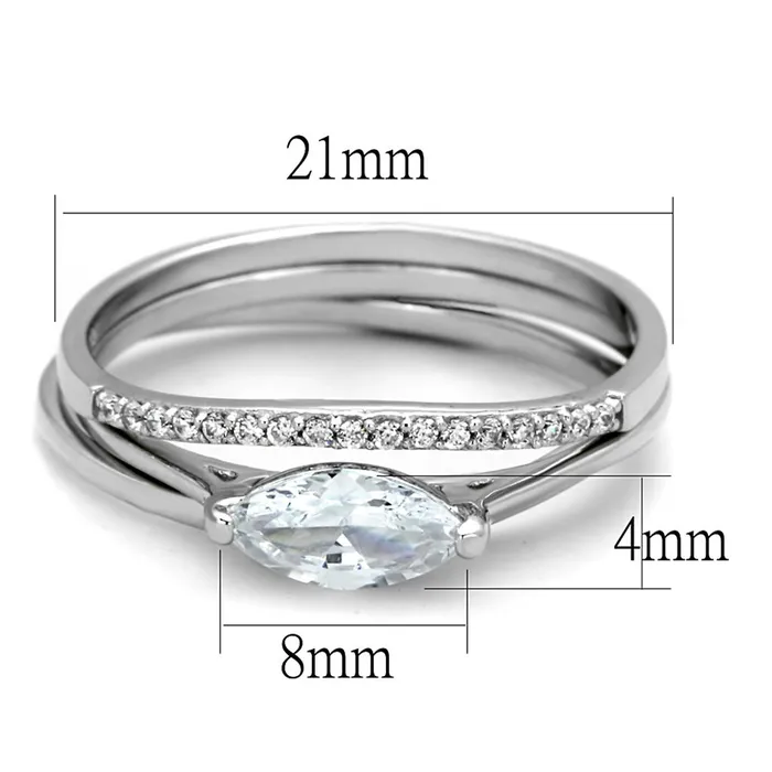 Alamode Rings TS208 Rhodium 925 Sterling Silver Ring with AAA Grade CZ in Clear