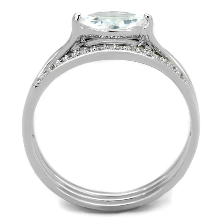 Alamode Rings TS208 Rhodium 925 Sterling Silver Ring with AAA Grade CZ in Clear