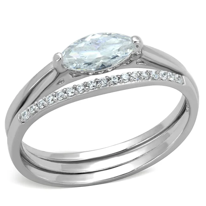 Alamode Rings TS208 Rhodium 925 Sterling Silver Ring with AAA Grade CZ in Clear
