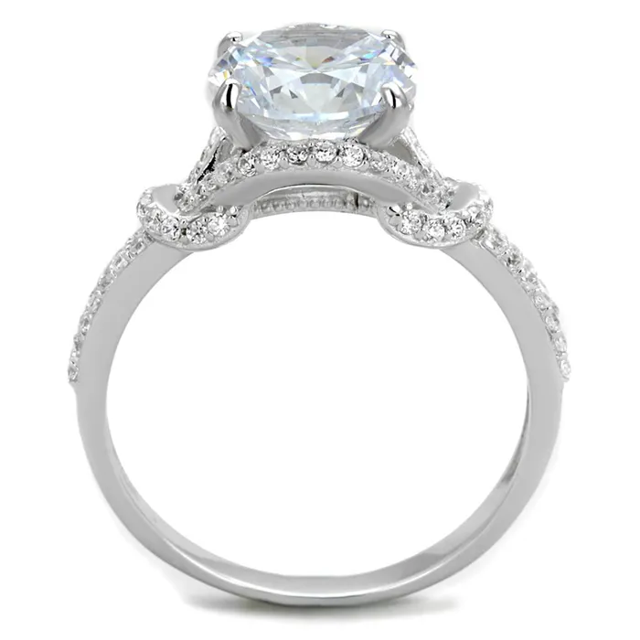 Alamode Rings TS304 Rhodium 925 Sterling Silver Ring with AAA Grade CZ in Clear