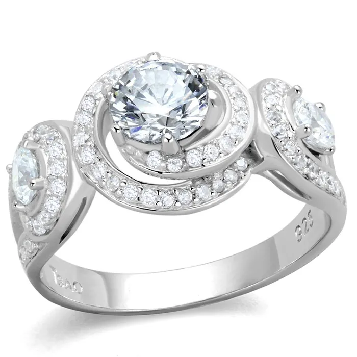 Alamode Rings TS332 Rhodium 925 Sterling Silver Ring with AAA Grade CZ in Clear