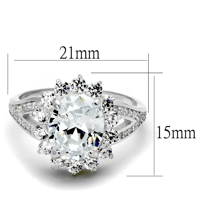 Alamode Rings TS415 Rhodium 925 Sterling Silver Ring with AAA Grade CZ in Clear