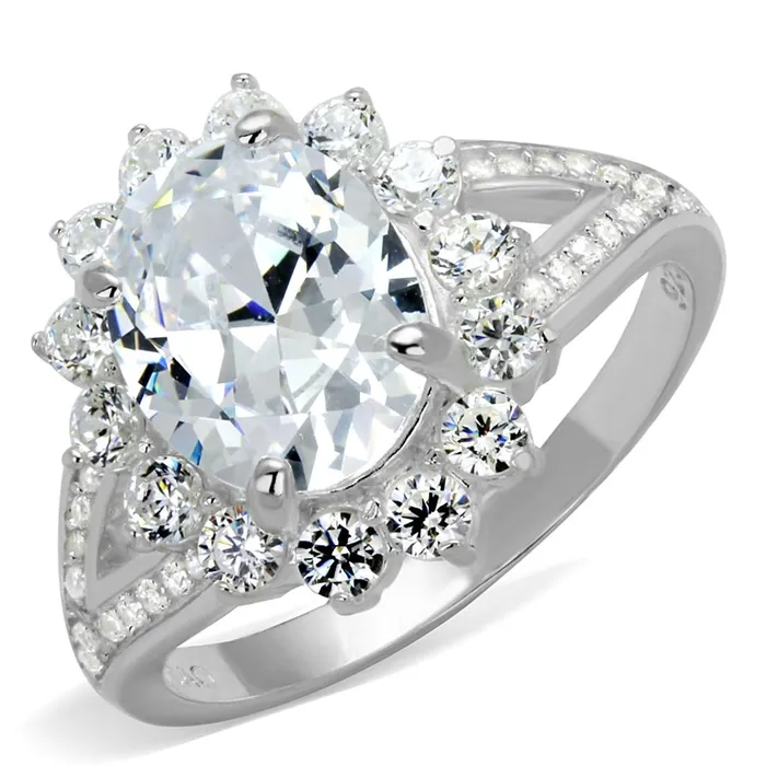 Alamode Rings TS415 Rhodium 925 Sterling Silver Ring with AAA Grade CZ in Clear