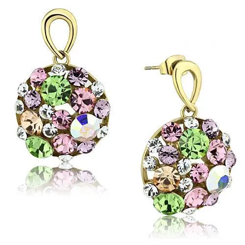 Alamode TK1466 IP GoldIon Plating Stainless Steel Earrings with Top Grade Crystal in Multi Color Earrings Alamode TK1466 IP GoldIon Plating Stainless Steel Earrings with Top Grade Crystal in Multi Color Earrings