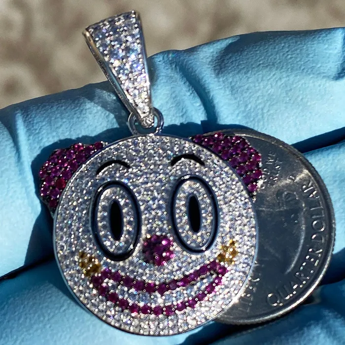 Bling Cartel Admin 925 Sterling Silver Clown Emoji Pendant CZ Iced Flooded Out Necklaces Bling Cartel Admin 925 Sterling Silver Clown Emoji Pendant CZ Iced Flooded Out Necklaces