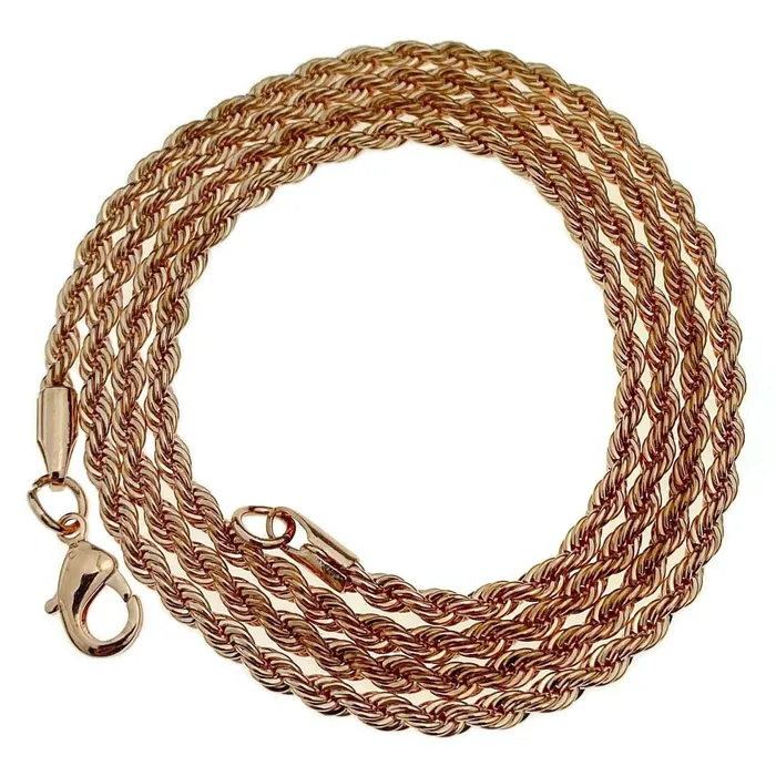 Bling Cartel Admin Necklaces 14K Rose Gold Plated Rope Chain Necklace 24 x 3MM