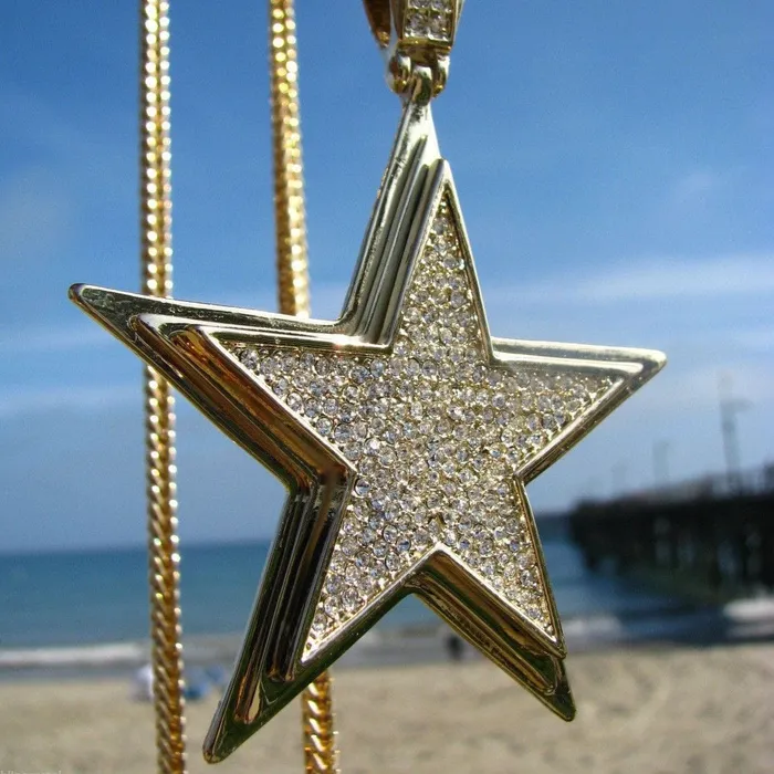 Bling Cartel Admin Necklaces Star Micro Pave Gold Finish 36 Franco Chain Necklace
